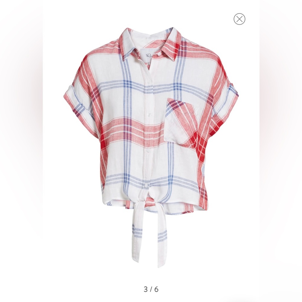 RAILS Amelie Tie Front Shirt
cropped red white & blue button down Small